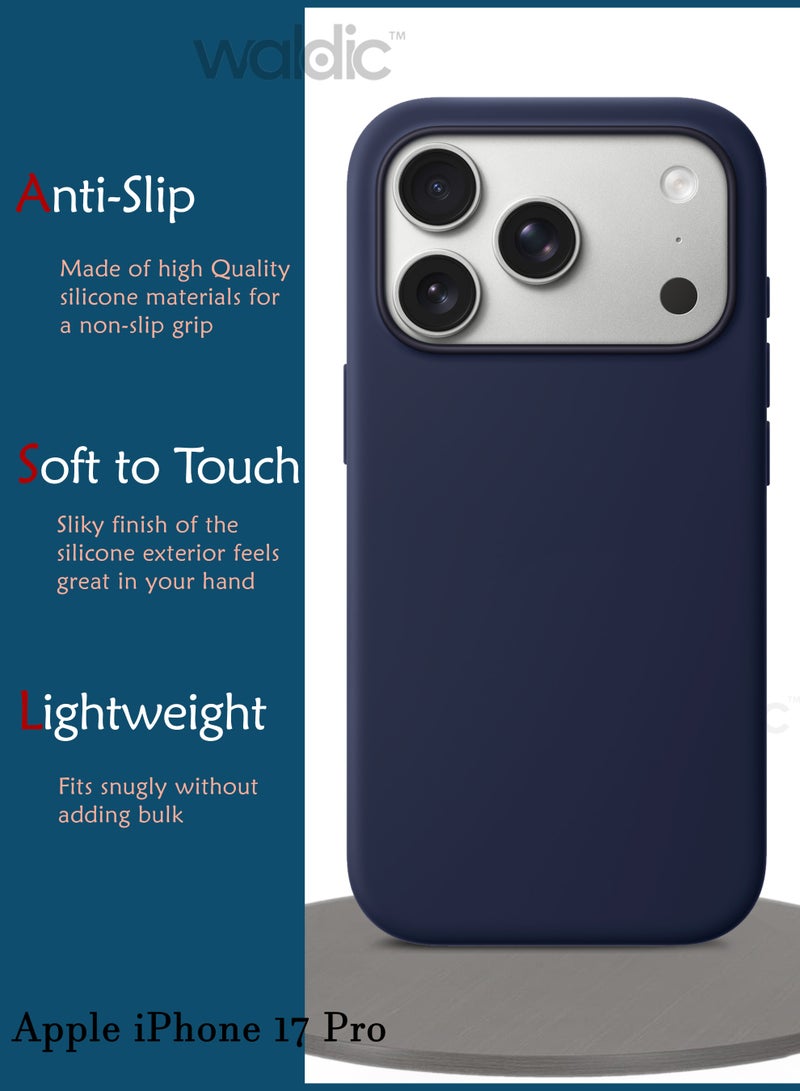 Waldic Apple iPhone 17 Pro Premium Case | Premium Silicone Case Cover Designed for Apple iPhone 17 Pro   | Apple iPhone 17 Pro Case Camera and Drop Protection Thin Protective Back Cover Case for Apple iPhone 17 Pro - Dark Blue - Image 2